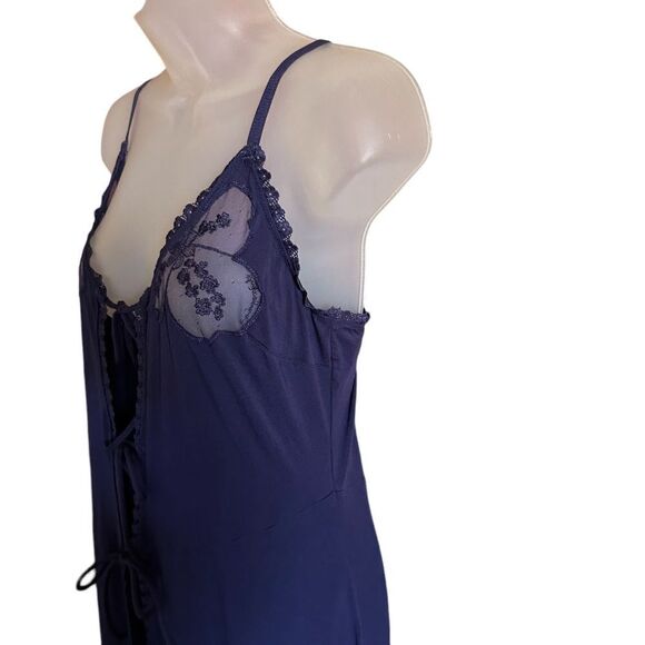 Savage X Fenty Blue Flowy Lace Lingerie Cover Up Sexy Maxi Open Cami Slip Dress - Picture 6 of 11